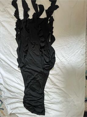 SHEIN Black Ruffled Strap Dress